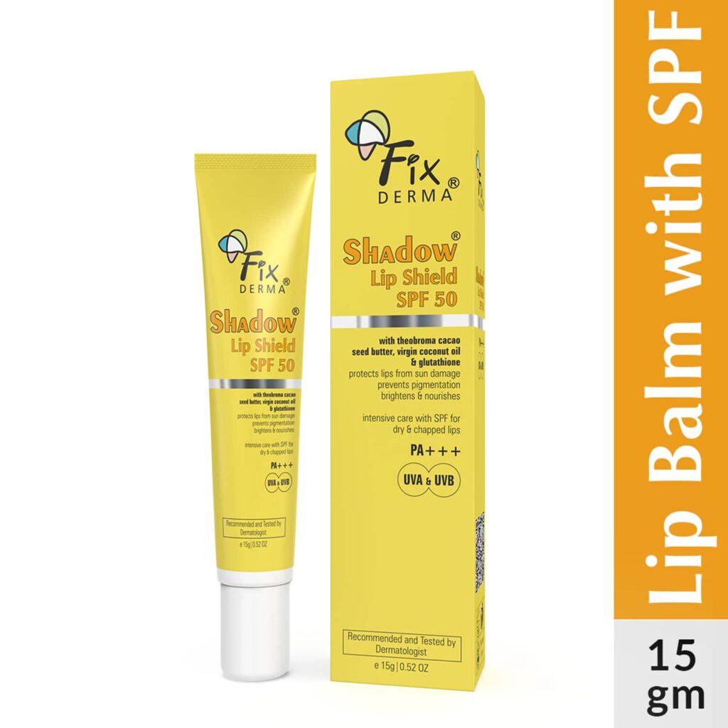 Fixderma Shadow Lip Shield Balm SPF 50 with Theobroma Cacao Seed Butter, Virgin Coconut Oil (15g) - Fixderma
