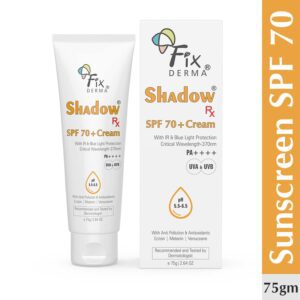 Fixderma Shadow RX Sunscreen SPF 70+ UVA & UVB with IR Protection & Blue Light Protection (75g) - Fixderma