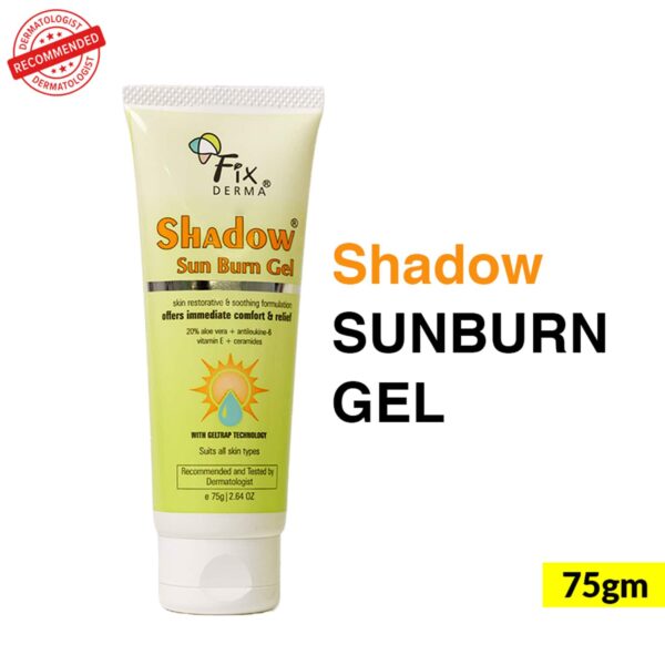 Fixderma Shadow Sun Burn Gel with 20% Aloe Vera Gel & Vitamin E Sunburn Cream for Face (75 g) - Fixderma