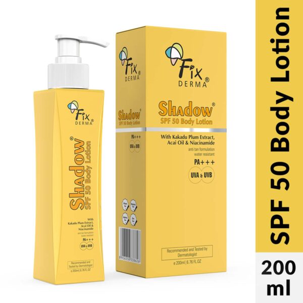Fixderma Shadow Sunscreen Body Lotion with Spf 50 PA+++ And 2% Niacinamide (200 ml) - Fixderma