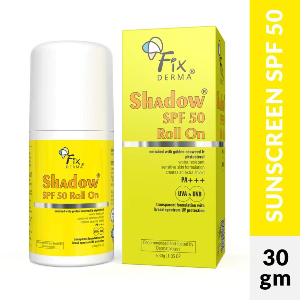 Fixderma Shadow Sunscreen Roll On SPF 50 PA+++ UVA & UVB Protection (30g) - Fixderma