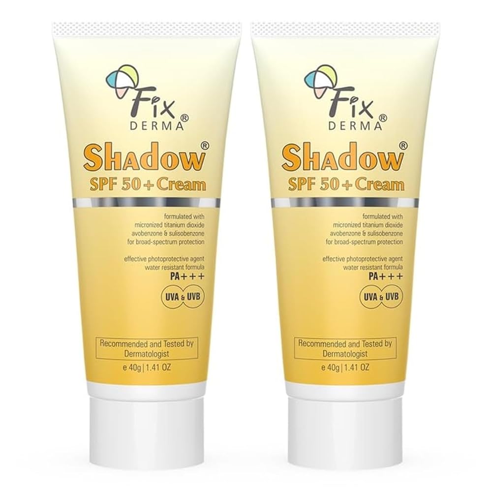Fixderma Shadow Sunscreen SPF 50+ Cream PA+++ | Sun screen for Dry Skin |Protector SPF 50 |Body & Face | UVA & UVB Protection | Sunscreen for Women & Men - 40gm (Pack of 2)