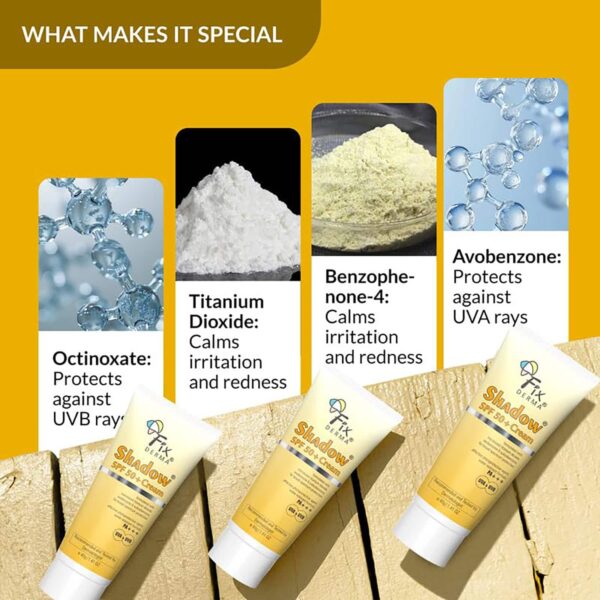 Fixderma Shadow Sunscreen SPF 50+ Cream PA+++UVA & UVB Protection Dry Skin for Body & Face (75 g) - Fixderma
