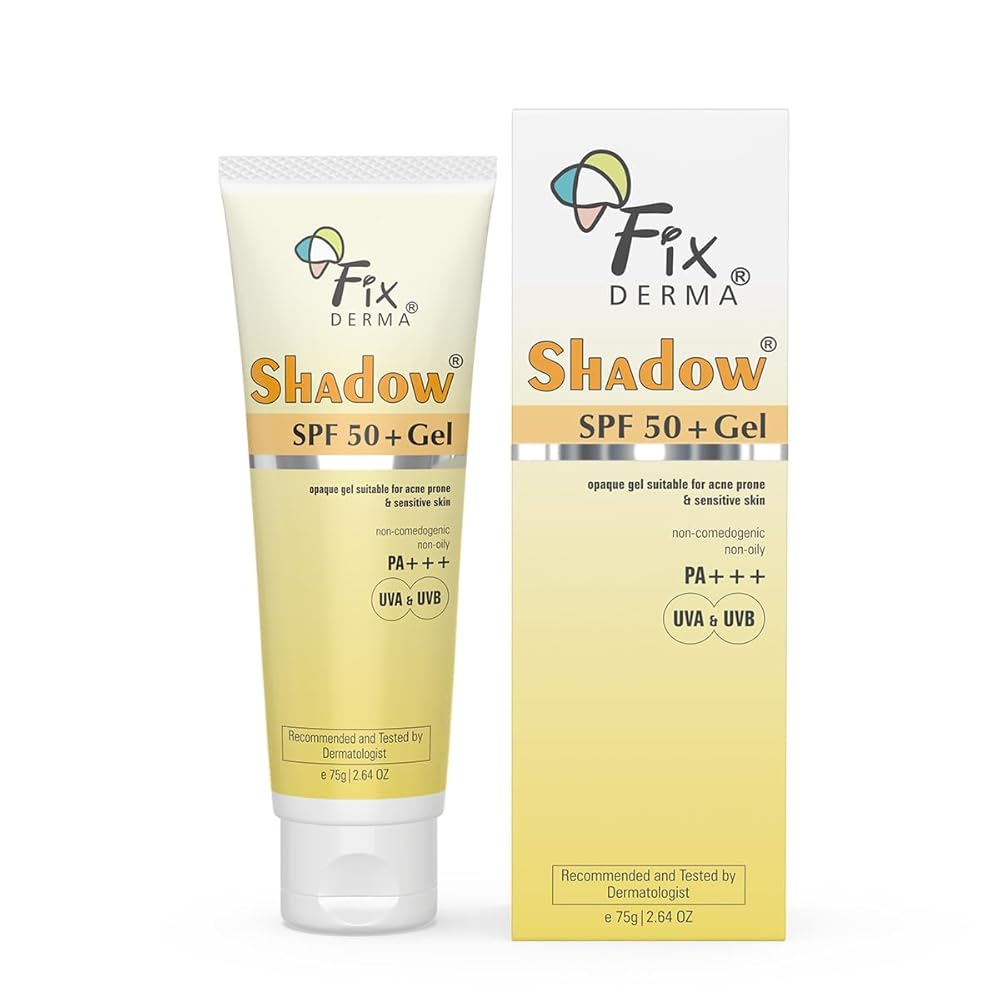FIXDERMA Shadow Sunscreen SPF 50+ PA+++ Gel | Sunscreen SPF 50 for Oily, Acne Prone & Normal Skin | Broad Spectrum & UVA & UVB Protection | Lightweight | No White Cast | For...