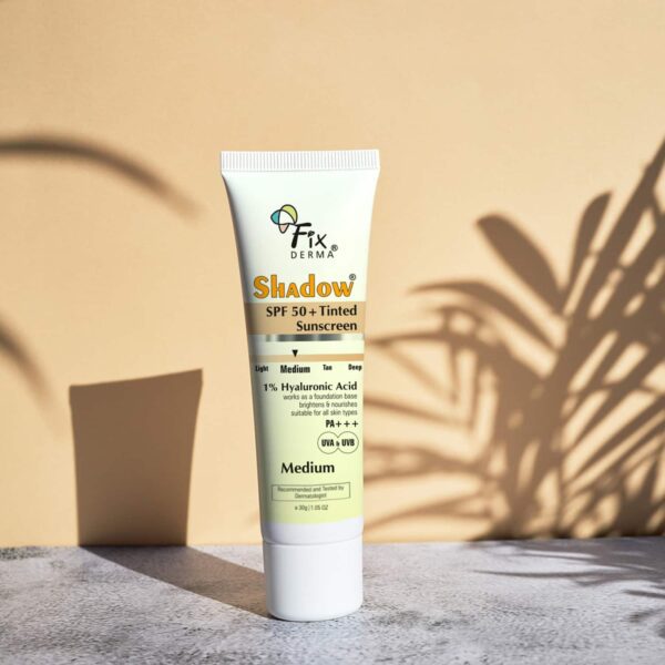 Fixderma Shadow Tinted Sunscreen Medium SPF 50 PA+++ - UVA & UVB Protection, All Skin Types (30 g) - Fixderma