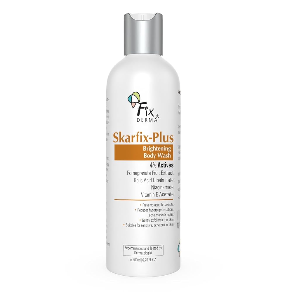 Fixderma Skarfix Plus Body Wash with Kojic Acid Dipalmiate, Pomengranate fruit extract, Niacinamide Acid & Vitamin E Acetate | Gentle Exfoliating Shower Gel | Improves Skin Tone...