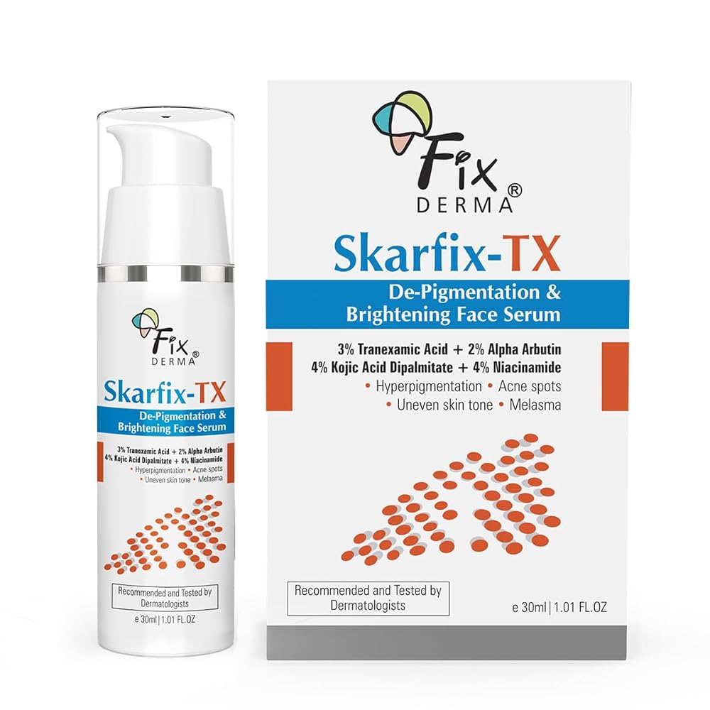 Fixderma Skarfix-TX Face Serum with 4% Kojic Acid, 4% Niacinamide Serum, 3% Tranexamic Acid & 2% Alpha Arbutin | Treats Hyper Pigmentation & Melasma | Reduce Acne Spots |...