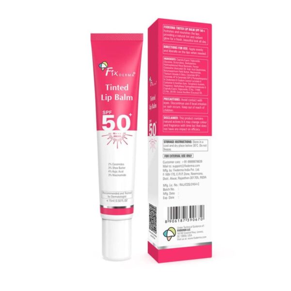 Fixderma SPF 50+ PA+++ 4% Kojic Acid Tinted Lip Balm with 2% Ceramide (15 ml) - Fixderma