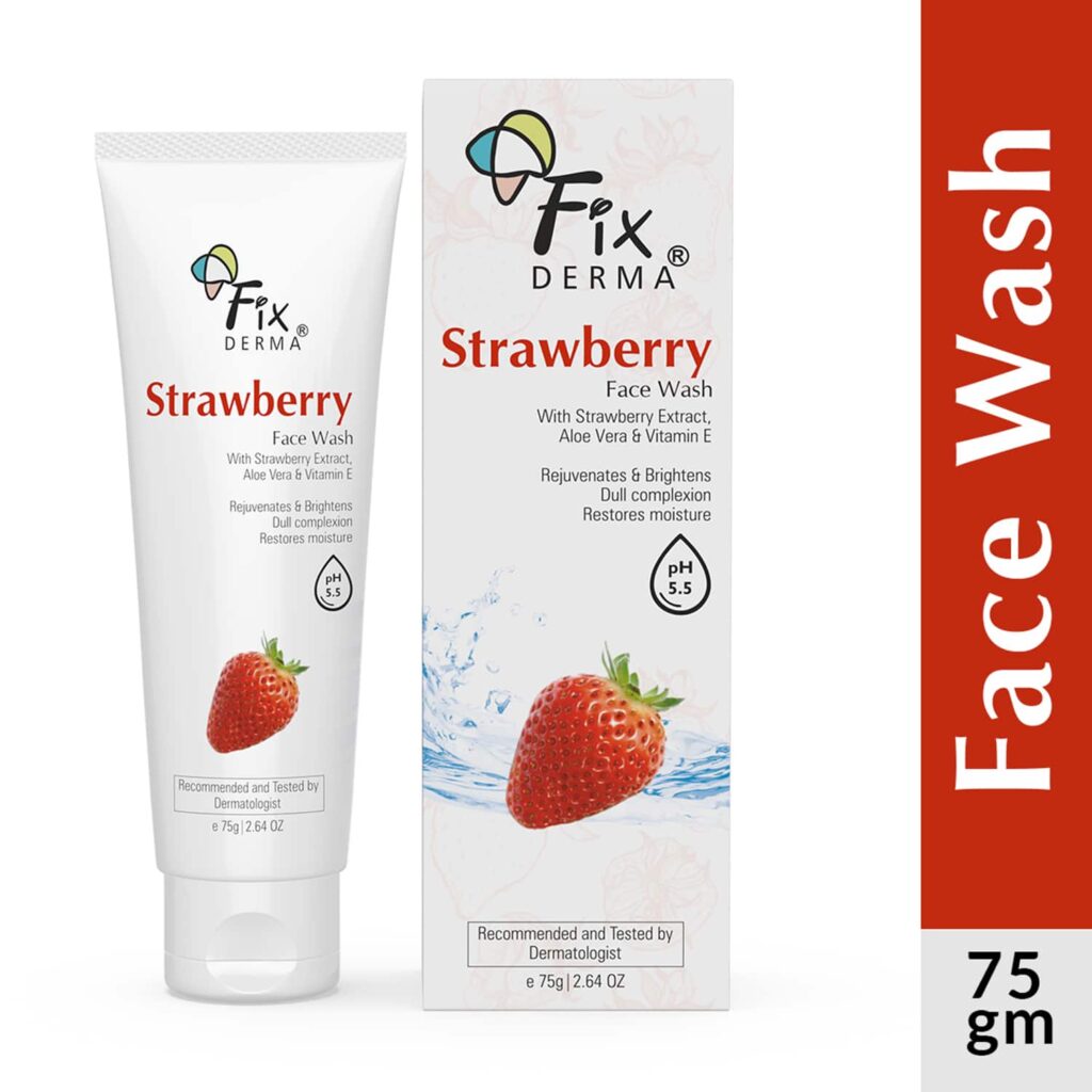Fixderma Strawberry Facewash with 0.2% Vitamin E & Strawberry Extract (75g) - Fixderma