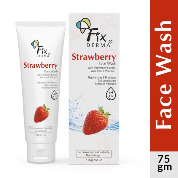 Fixderma Strawberry Facewash with 0.2% Vitamin E & Strawberry Extract (75g) - Fixderma