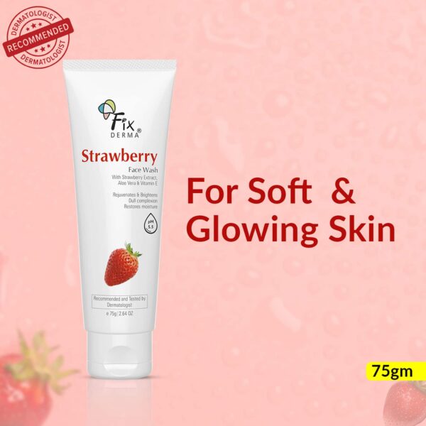 Fixderma Strawberry Facewash with 0.2% Vitamin E & Strawberry Extract (75g) - Fixderma