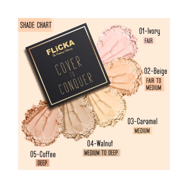 Flicka Cover To Conquer Compact Powder - 03 Caramel - Medium (9 g) - Flicka