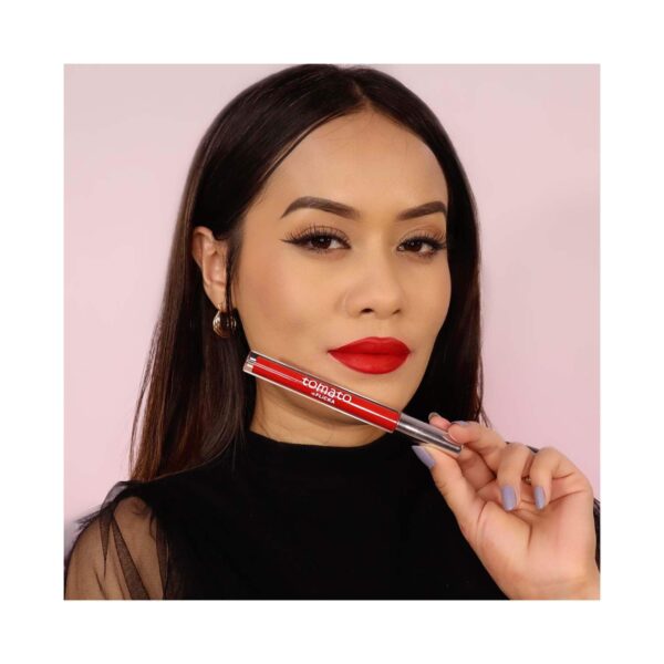 Flicka Tomato Liquid Lipstick - 09 - Crimson Red (2 ml) - Flicka