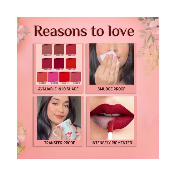 Flicka Tomato Liquid Lipstick - 09 - Crimson Red (2 ml) - Flicka