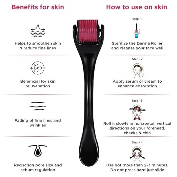 FLIP MART Derma Roller For Hair And Beard Regrowth 540 Micro 0.5mm Titanium Alloy Needles Reduces Hair Fall & Stimulates Hair Follicles, Safe and Effective Easy to use | Skin...