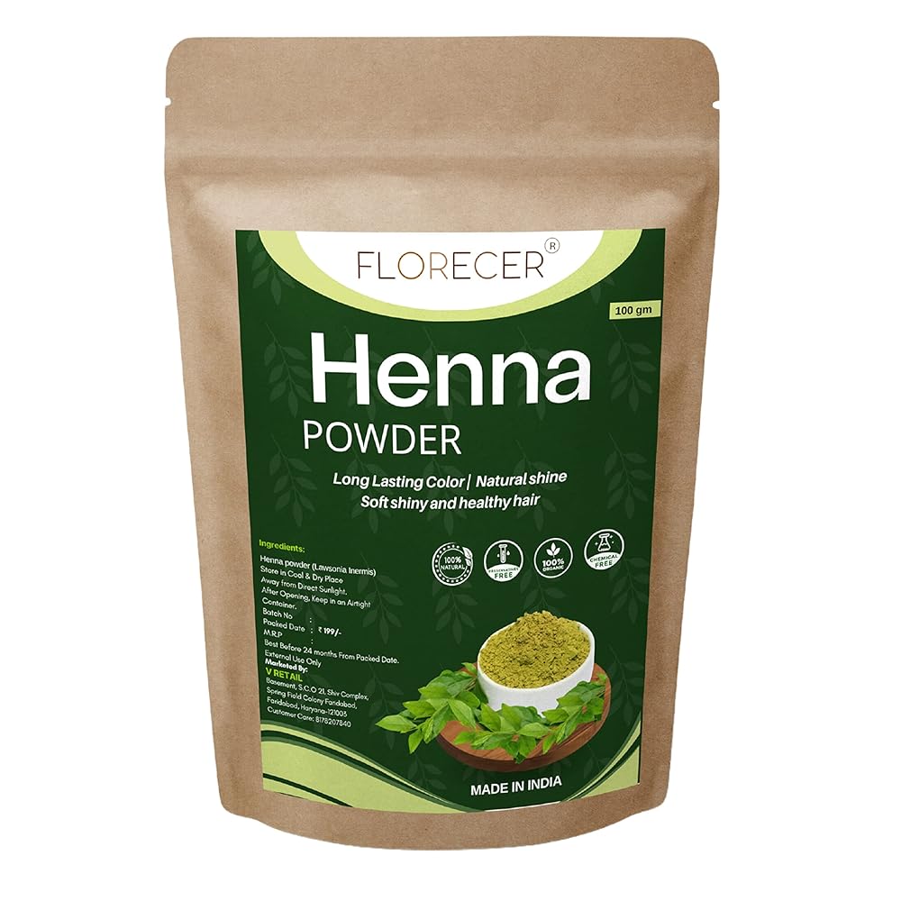 Florecer Henna Powder For Hair | Hair Colour | Mehendi Powder For Hair | Hands And Feet | Organic | Pure And Natural| Men And Women | Triple Sifted -100 Grams