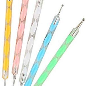 Foolzy Nail Art Dotting Marbleizing Tool Pen for Nail Decoration Stamping- 5 Pieces, Multicolour