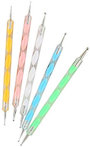 Foolzy Nail Art Dotting Marbleizing Tool Pen for Nail Decoration Stamping- 5 Pieces, Multicolour