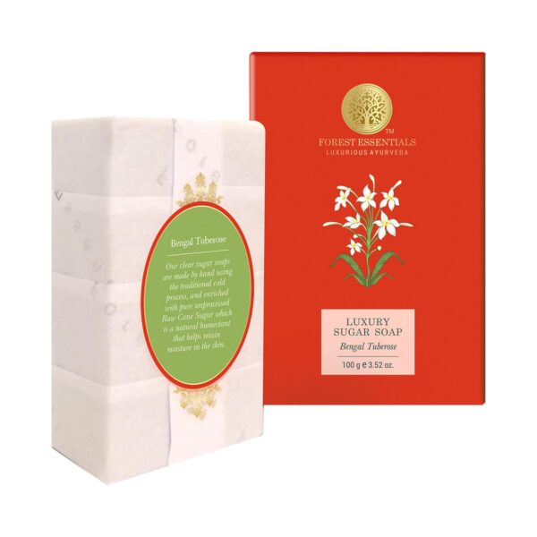 Forest Essentials Bengal Tuberose Luxury Sugar Ayurvedic Handmade Soap (100g) - Forest Essentials