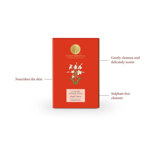 Forest Essentials Bengal Tuberose Luxury Sugar Ayurvedic Handmade Soap (100g) - Forest Essentials