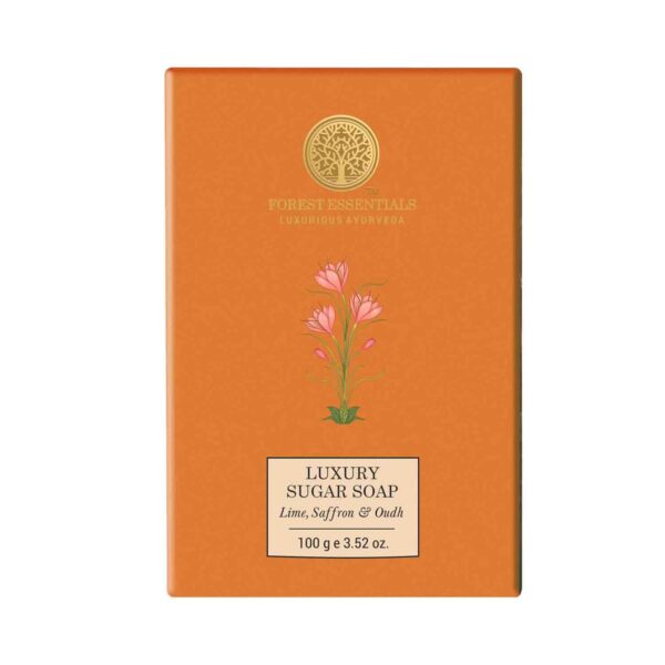 Forest Essentials Luxury Sugar Soap Lime, Saffron & Oudh Ayurvedic Handmade Bath Soap - (100 g) - Forest Essentials