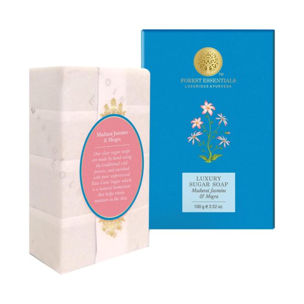 Forest Essentials Madurai Jasmine & Mogra Luxury Sugar Ayurvedic Luxury Handmade Soap (100g) - Forest Essentials