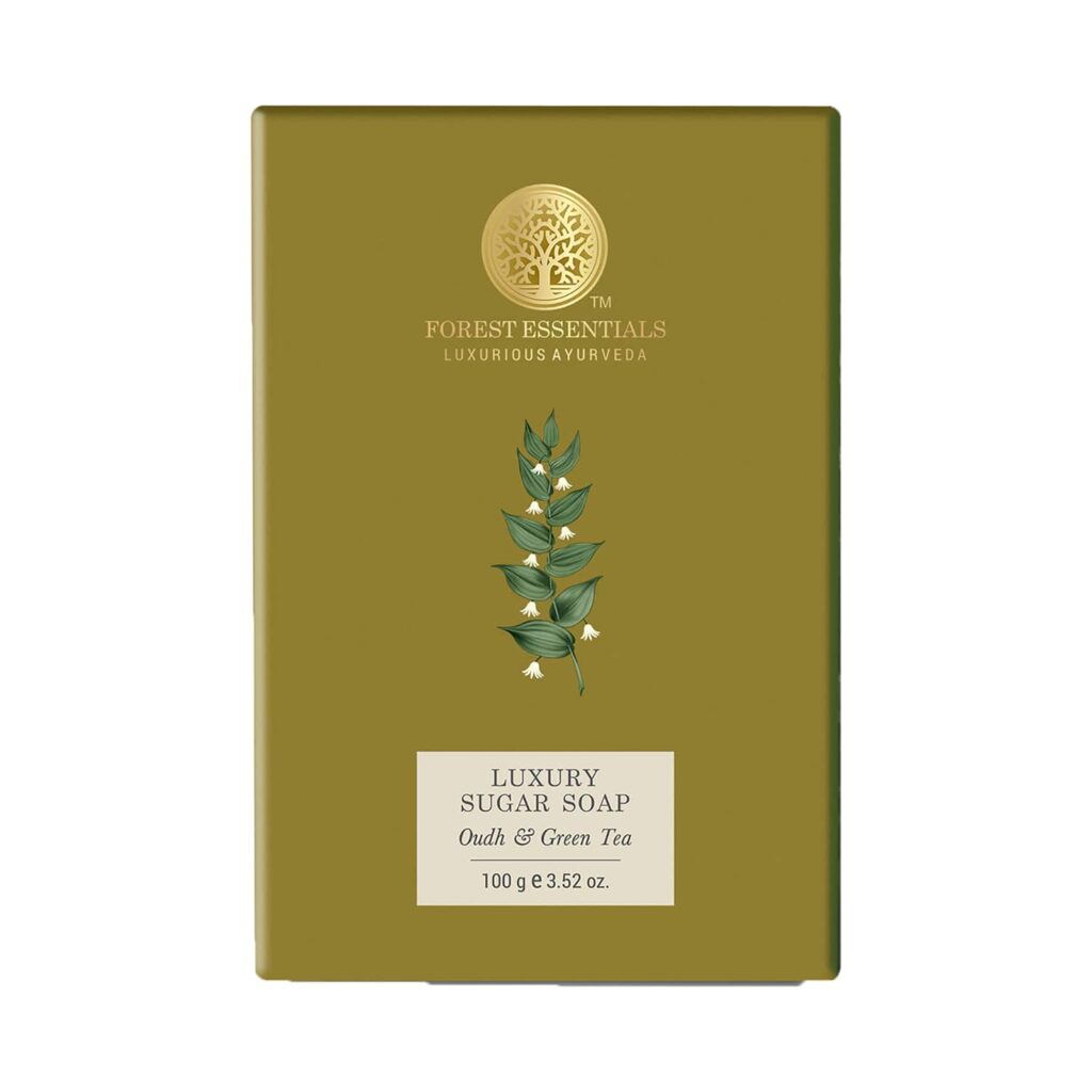 Forest Essentials Oudh & Green Tea Luxury Sugar Ayurvedic Handmade Soap (100g) - Forest Essentials