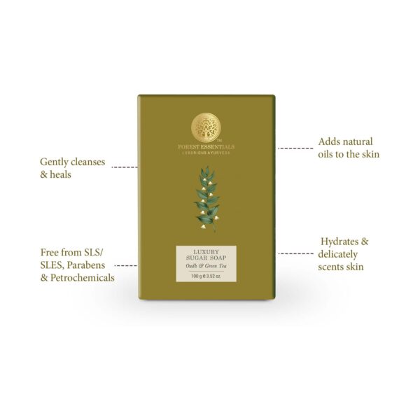 Forest Essentials Oudh & Green Tea Luxury Sugar Ayurvedic Handmade Soap (100g) - Forest Essentials