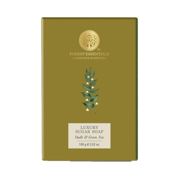 Forest Essentials Oudh & Green Tea Luxury Sugar Ayurvedic Handmade Soap (100g) - Forest Essentials