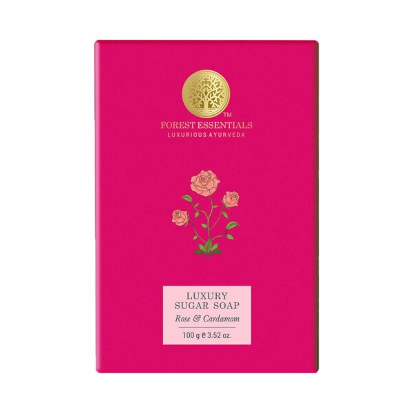 Forest Essentials Rose & Cardamom Luxury Sugar Ayurvedic Handmade Soap (100g) - Forest Essentials