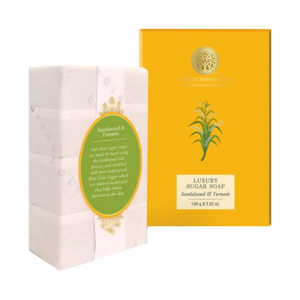 Forest Essentials Sandalwood & Turmeric Luxury Sugar Ayurvedic Handmade Soap (100g) - Forest Essentials
