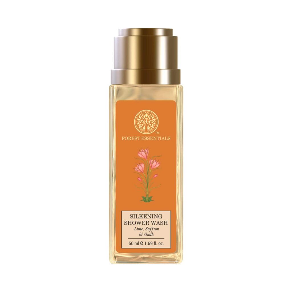 Forest Essentials Travel Size Silkening Shower Wash Lime Saffron and Oudh Natural Body Wash (50 ml) - Forest Essentials