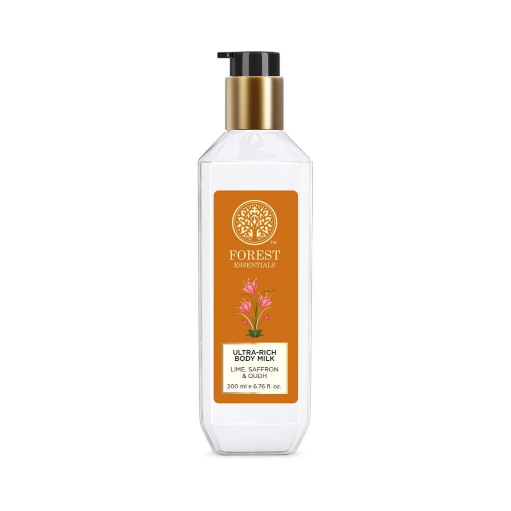 Forest Essentials Ultra Rich Body Milk Lime Saffron and Oudh Natural Body Lotion (200 ml) - Forest Essentials