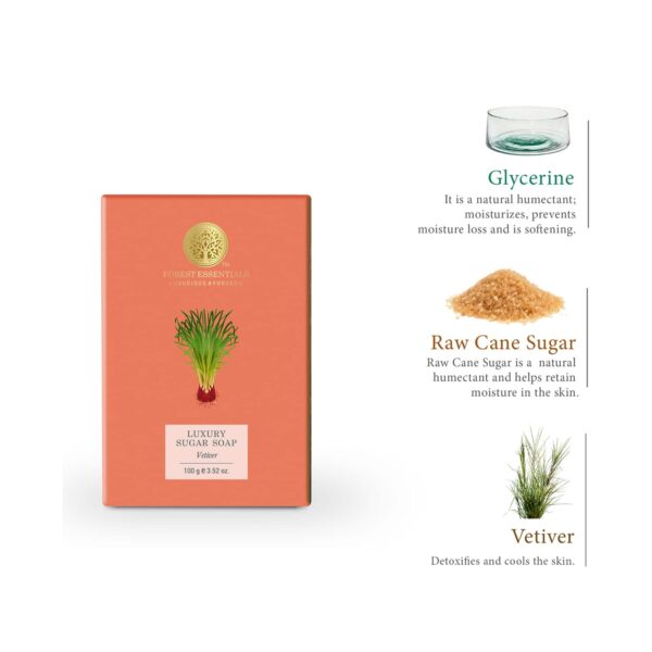 Forest Essentials Vetiver Luxury Sugar Ayurvedic Handmade Soap (100g) - Forest Essentials