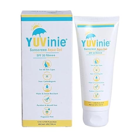 FORTAY Yuvinie Sunscreen Aqua SPF 30 PA+++ Gel | For UVA/UVB Protection | All Skin Types | Paraben-Free 50 Gm
