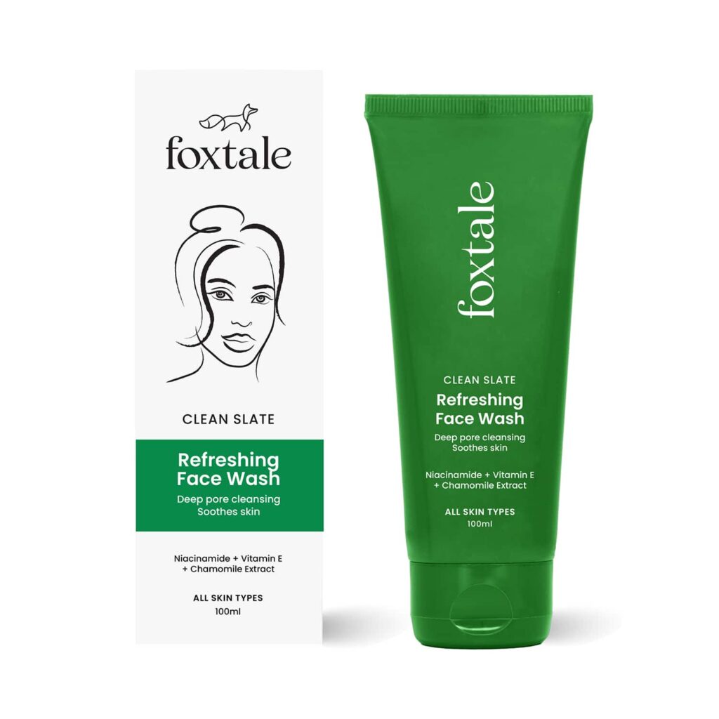 Foxtale Clean Slate Refreshing Face Wash with Niacinamide Chamomile Extract, All Skin Types (100 ml) - Foxtale