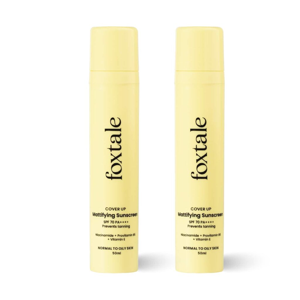 Foxtale Coverup SPF 50+ Broad Spectrum Matte Sunscreen With Niacinamide (Pack of 2) Combo - Foxtale