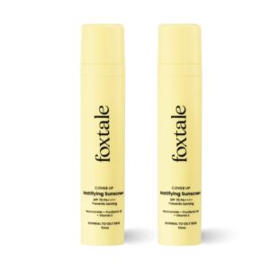 Foxtale Coverup SPF 50+ Broad Spectrum Matte Sunscreen With Niacinamide (Pack of 2) Combo - Foxtale