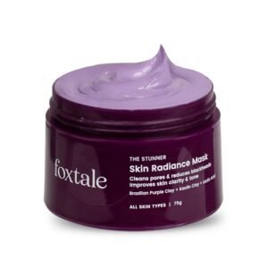 Foxtale De-Tan Face Mask for Glowing Skin| Clay Mask with Lactic Acid for Tan Removal, Reduction in Blackheads, Instant Brightening| New-Age Ubtan Face Pack for All Skin Types |...