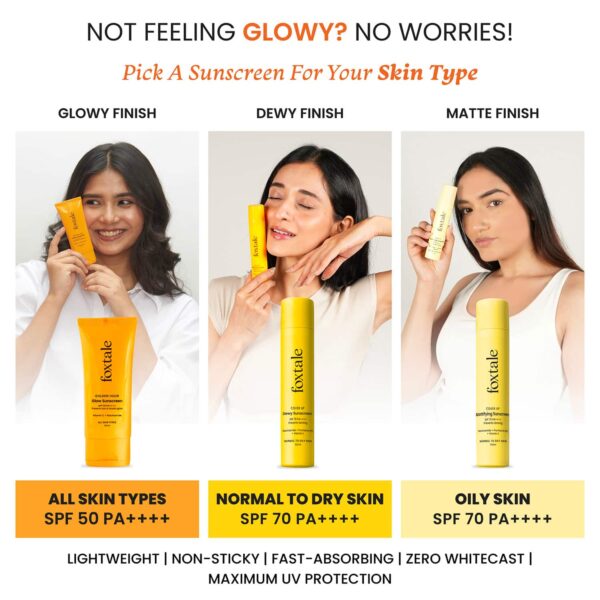 Foxtale Dewy Sunscreen SPF 70 PA++++ With Niacinamide + Provitamin B5 + Vitamin E (50 ml) - Foxtale