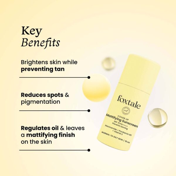 Foxtale Dewy Sunscreen SPF 70 PA++++ With Niacinamide + Provitamin B5 + Vitamin E (15 ml) - Foxtale