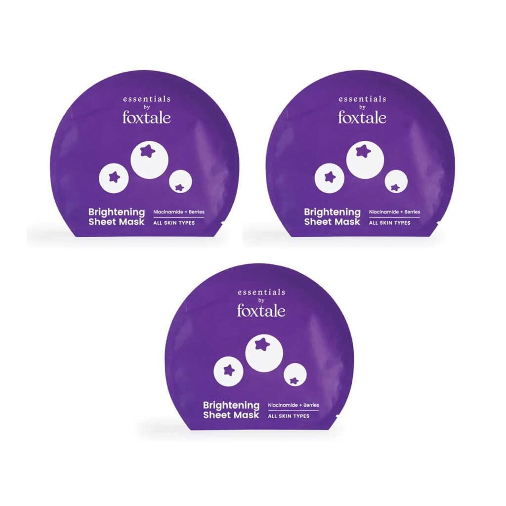 Foxtale Essentials Brightening Sheet Mask with Niacinamide, Berries Men & Women - Pack of 3 (26 g) - Foxtale