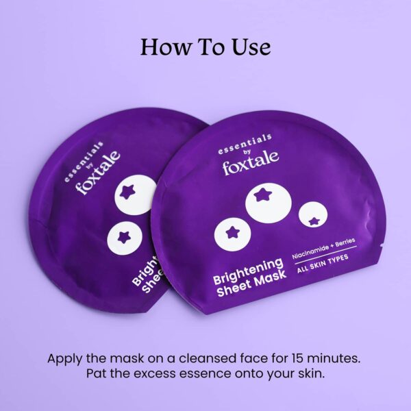 Foxtale Essentials Brightening Sheet Mask with Niacinamide, Berries Men & Women - Pack of 3 (26 g) - Foxtale