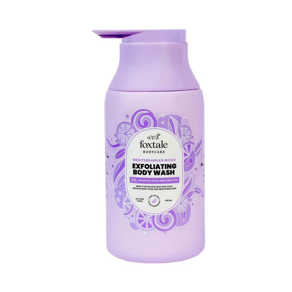 Foxtale Exfoliating Body Wash 2% Salicylic Acid Zinc PCA Reduces Body Acne Smoothens Skin (250 ml) - Foxtale