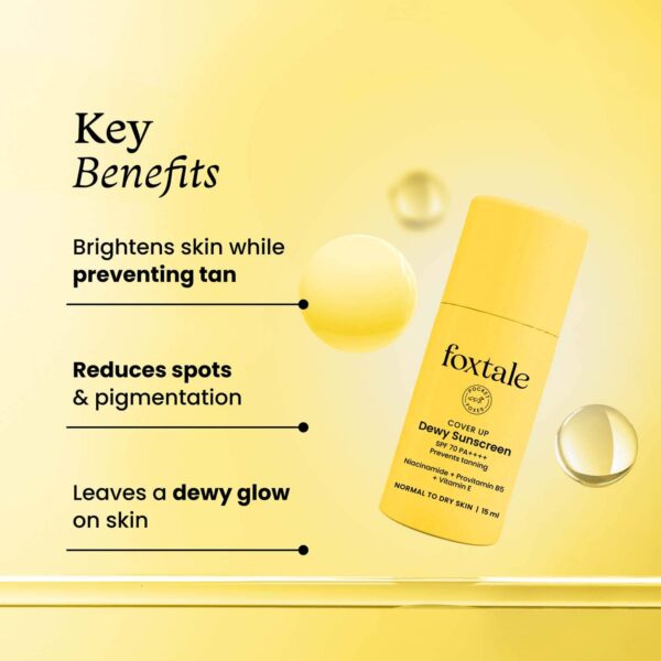Foxtale Niacinamide Dewy Sunscreen For All Skin Type SPF 70 Pa++++ (15 ml) - Foxtale