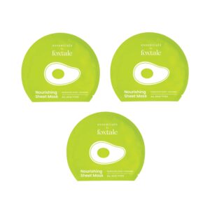 Foxtale Nourishing Sheet Mask with Hyaluronic Acid and Avocado, Men & Women - Pack of 3 (26 g) - Foxtale