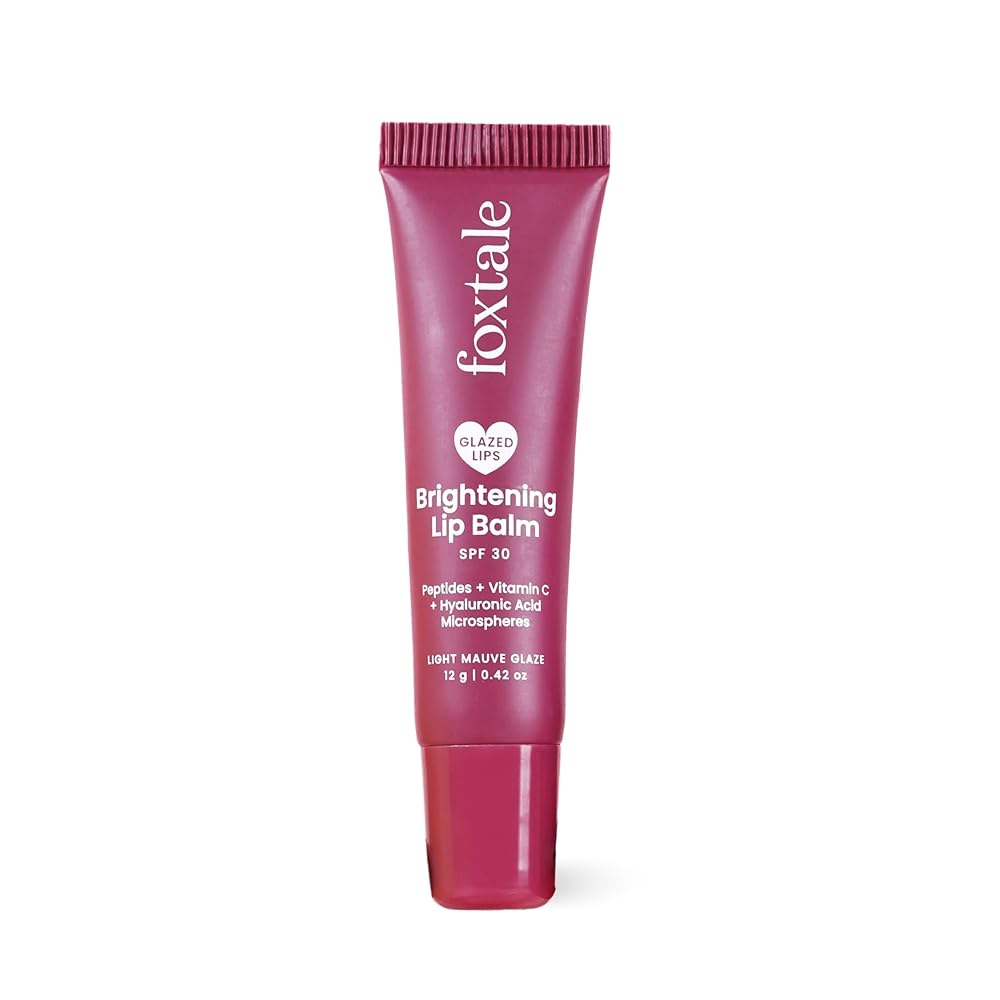 Foxtale SPF 30 Brightening Lip Balm for Dark Lips with Peptides & Vitamin C | Prevents Pigmentation | Brightens & Hydrates Lips | Tinted Lip Balm -Light Mauve Glaze 12gm
