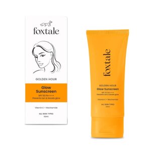 Foxtale SPF 50 Vitamin C Glow Sunscreen with PA++++ & Niacinamide | Lightweight | Fast Absorbing | UVA and UVB Filters | Prevents Tanning | No White Cast | Non-Greasy | For Men...