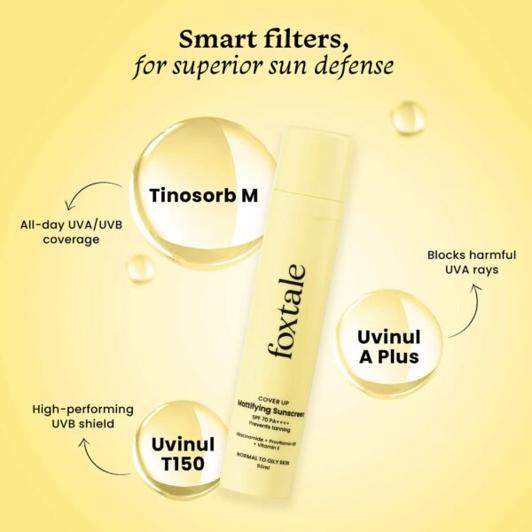 Foxtale SPF 70 Gel Cream Sunscreen for Oily Skin with  PA++++ & Niacinamide (50 ml) - Foxtale