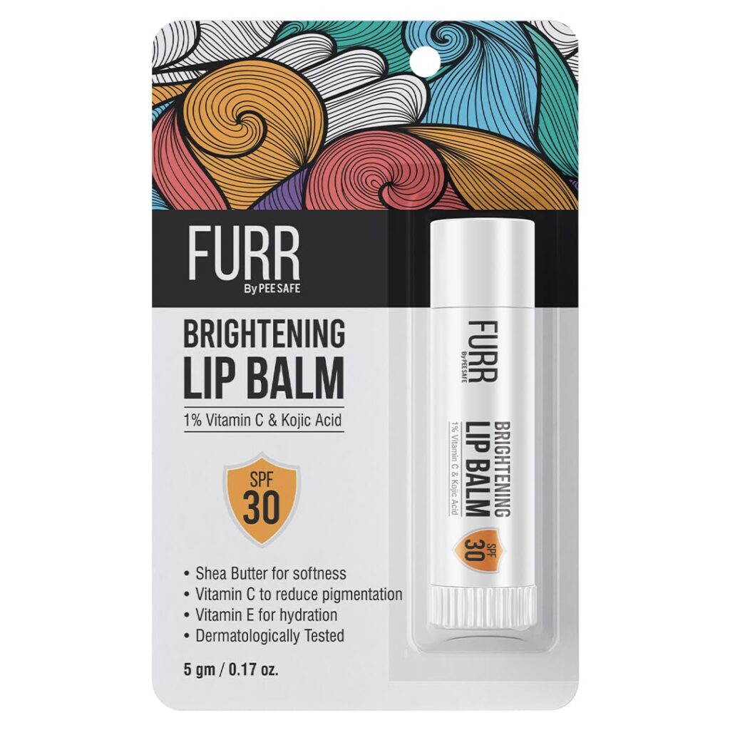 FURR 1% Vitamin C & Kojic Acid Brightening Lip Balm with SPF 30 | Heals, Hydrates & Softens | Reduces Pigmentation | Almond Oil, Shea Butter, Vitamin E Infused | Lip Balm for...